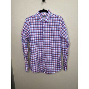 Express Gingham Long Sleeve Shirt Mens Medium Cotton Blue Red White